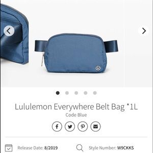 ISO LULULEMON EVERYWHERE BELT BAG IN CODE BLUE